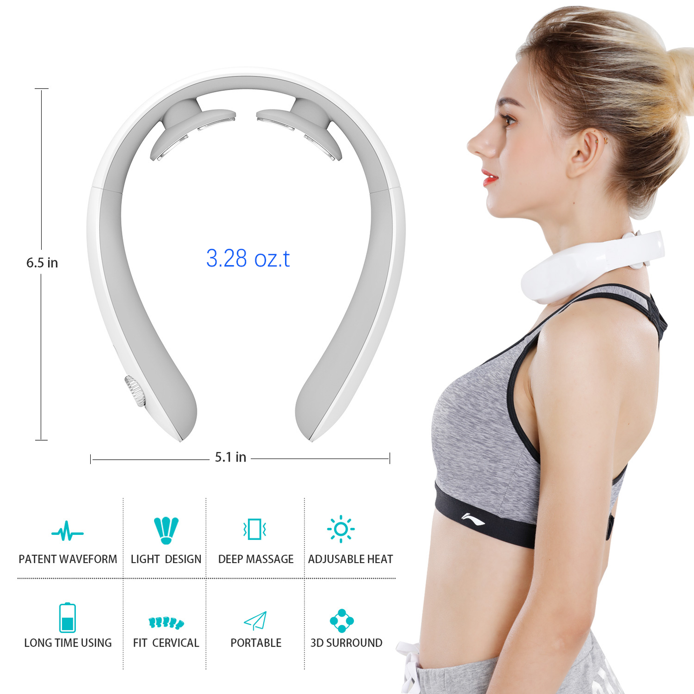  Auxoliev Neck Massager for Pain Relief Deep Tissue, FSA HSA  Eligible Items, Electric Pulse Neck Massager with Heat, 9 Modes 50 Levels  Cordless Cervical Neck Massage for Women Men Gift 